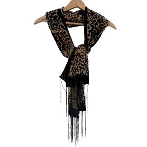 Silk Leopard Print Scarf 60” x 20”